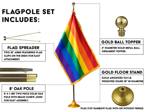 Rainbow Flag Presentation Set - Indoor Flag Display