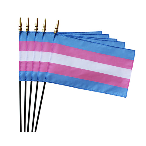 8''x12'' Trans Pride Stick Flag (Set of 5)
